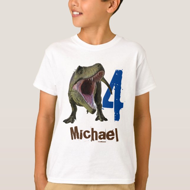 T-shirt Nom personnalisé Age T-Rex Tyrannosaurus (Devant)
