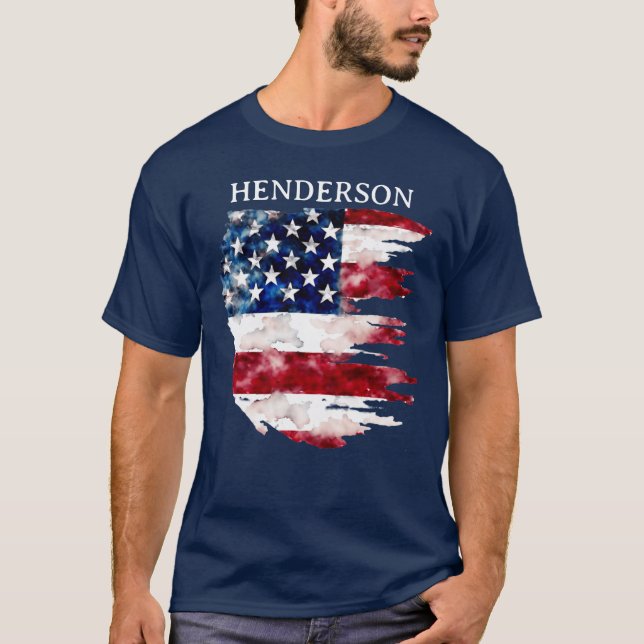 T-shirt Nom personnalisé American Flag (Devant)
