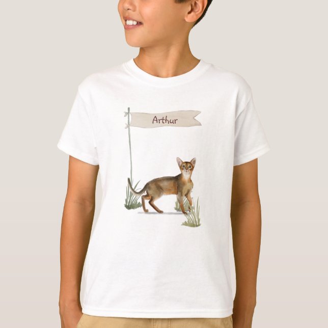 T-shirt Nom personnalisé Animal de chat Abyssinian (Devant)