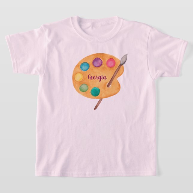 T-shirt nom personnalisé Artiste palette d'art peindre enf (Poser)