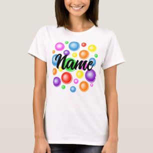 T-shirt Nom personnalisé avec bulles arc-en-ciel