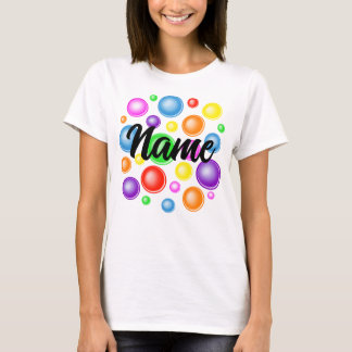 T-shirt Nom personnalisé avec bulles arc-en-ciel