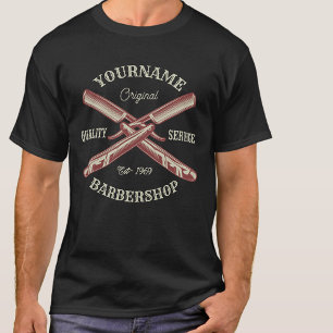T-shirt NOM PERSONNALISÉ Barber Droit Razor Barbershop