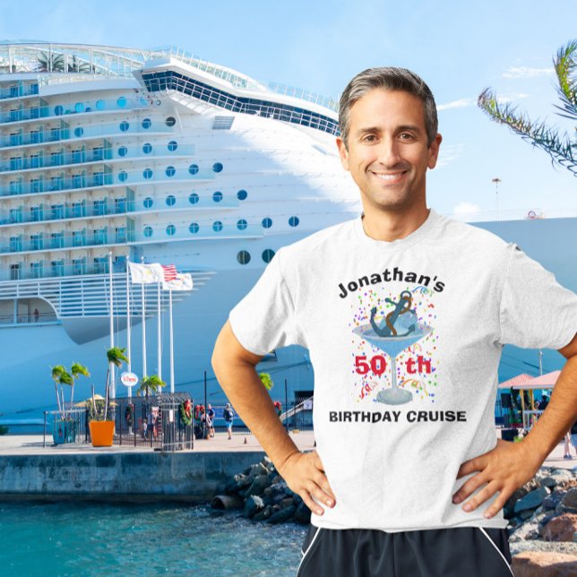 T-shirt Nom personnalisé Birthday Cruise Cocktail Ancre (Créateur téléchargé)