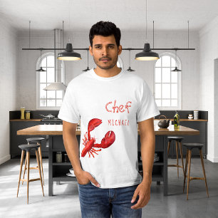 T-shirt Nom personnalisé blanc de homard rouge