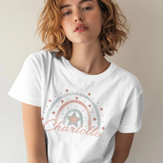 T-shirt Nom personnalisé Boho Rainbow