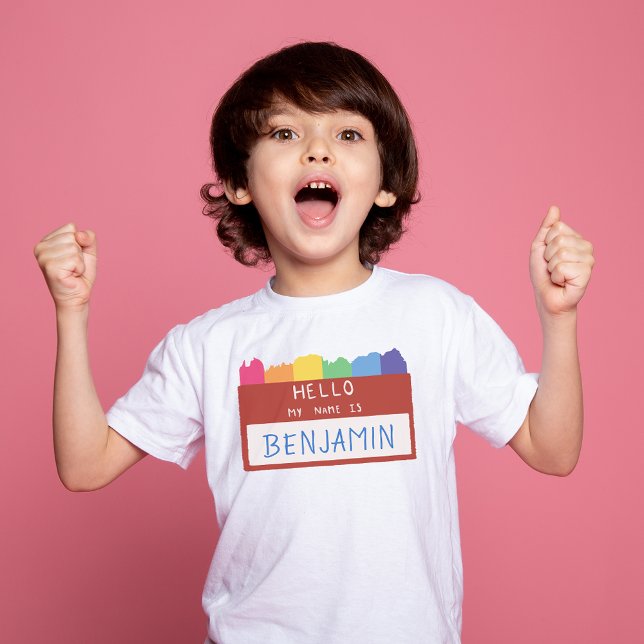 T-shirt Nom personnalisé Bonjour Mon nom Premier jour de l (Custom Name Hello My Name First Day of School T-Shirt)