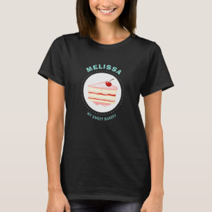 T-shirt Nom personnalisé Boulangerie Baker Pastry Shop Caf