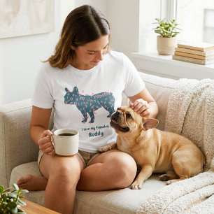 T-shirt Nom personnalisé Bouledogue français J'adore mon F