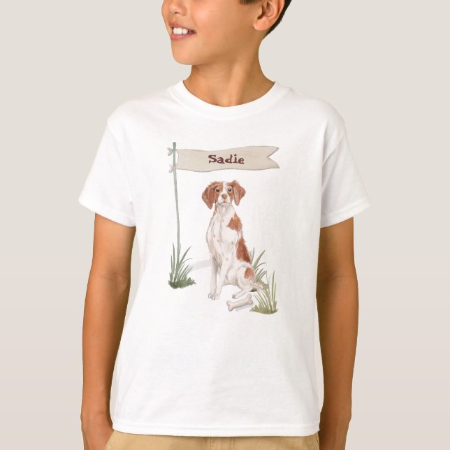 T-shirt Nom personnalisé Brittany Pet Dog (Devant)