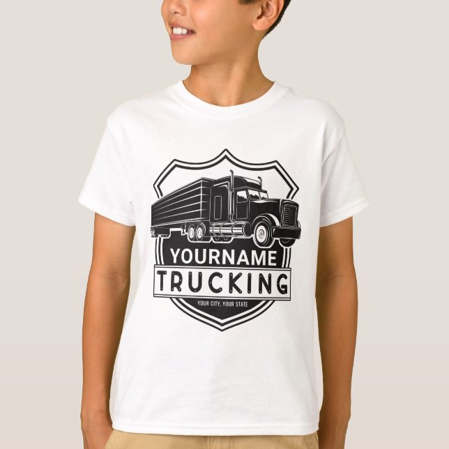 T-shirt NOM personnalisé Camions Big Rig Semi Trucker (Devant)