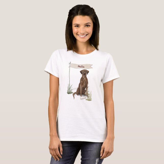 T-shirt Nom personnalisé Chocolat Lab Animal de compagnie  (Devant entier)