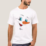 T-shirt Nom personnalisé Christmas Snowman Face<br><div class="desc">Nom personnalisé Christmas Snowman Face</div>