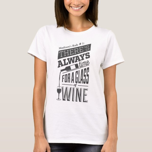 T-shirt Nom personnalisé Citation de vin (Devant)