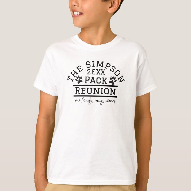 T-shirt Nom personnalisé Date Réunion du pack Wolf (Devant)