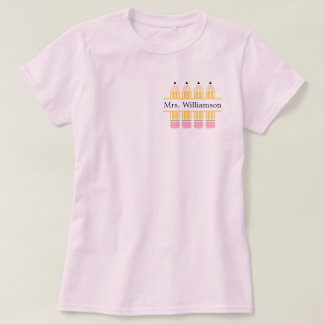 T-shirt Nom personnalisé de l'enseignant crayon jaune