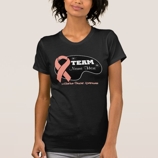 T-shirt Nom personnalisé d'équipe - Cancer utérin (Devant)