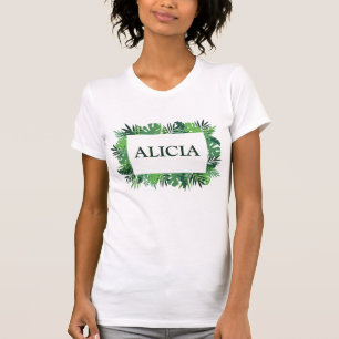 T-shirt Nom personnalisé des feuilles de palme tropicale