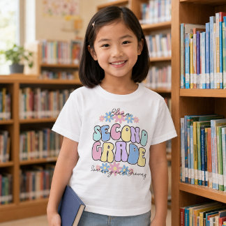 T-Shirt Nom personnalisé Deuxième année Apprendre et grand