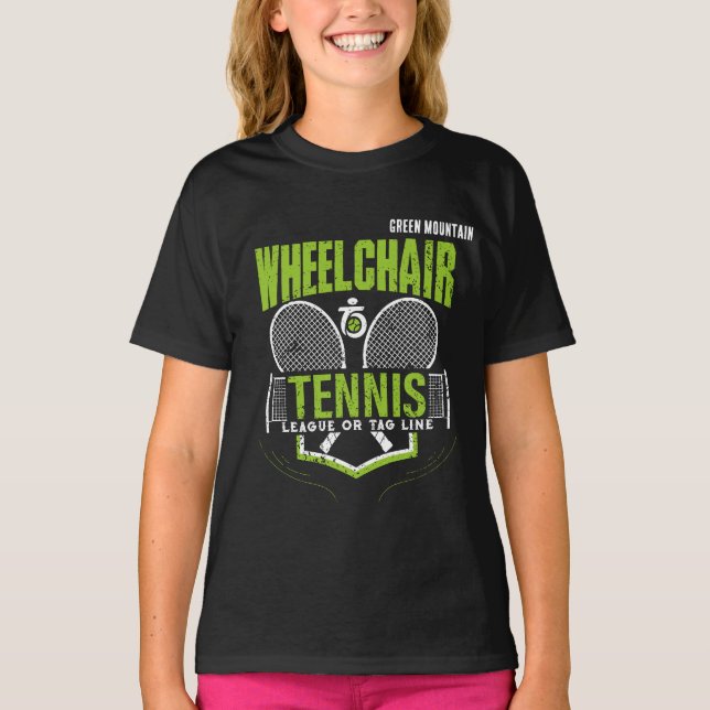 T-shirt Nom personnalisé du club de tennis en fauteuil rou (Devant)