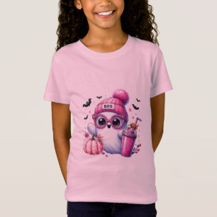 T-Shirt Nom personnalisé du fantôme rose mignon Halloween