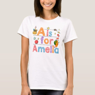T-shirt Nom personnalisé École PNG, a est pour amelia svg,
