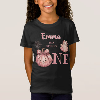 T-Shirt Nom personnalisé est une fille Pinkoween Spooky