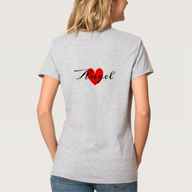 T-shirt Nom personnalisé et minuscule coeur rouge mignon (Dos)