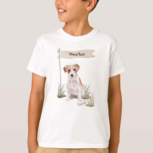 T-shirt Nom personnalisé Fil Haired Jack Russell Chien de  (Devant)
