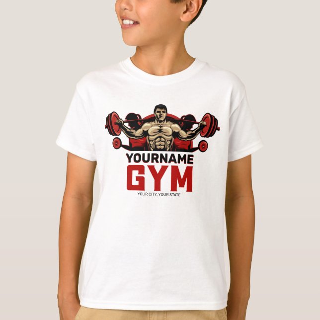 T-shirt NOM personnalisé Fitness Accueil GYM Poids Lifting (Devant)