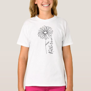 T-shirt Nom personnalisé Fleur de naissance marguerite d'a