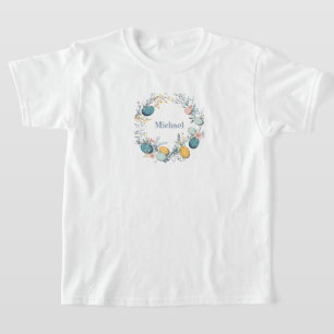 T-shirt Nom personnalisé Fleur OE Fleur Wreath Pâques