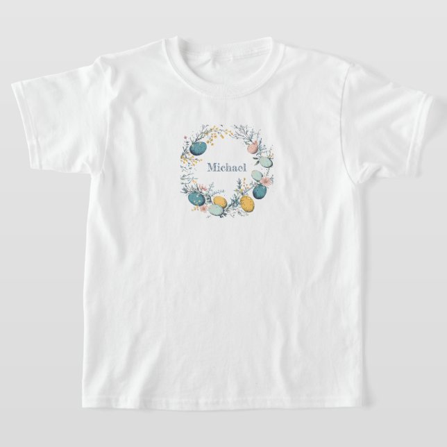 T-shirt Nom personnalisé Fleur OE Fleur Wreath Pâques (Poser)