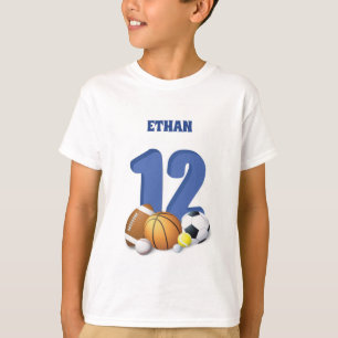 T-shirt Nom personnalisé garçon 12e anniversaire ballons d