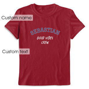 T-shirt Nom personnalisé Good Vibes Crew Marine Maroon Gra