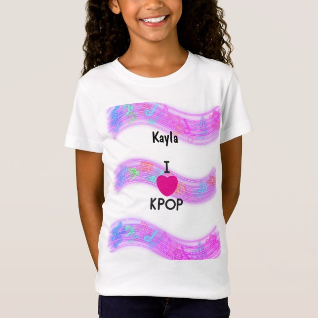 T-Shirt Nom personnalisé I Love K-pop (Devant)