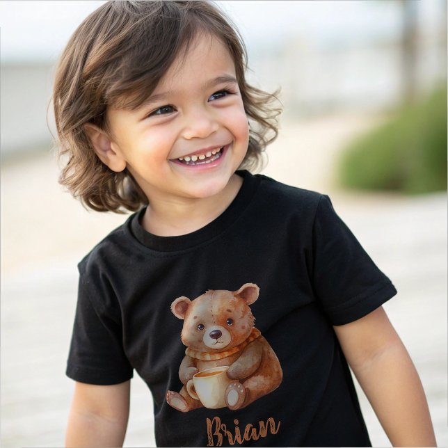T-shirt Nom personnalisé joli ours en peluche (Créateur téléchargé)
