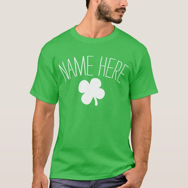 T-shirt Nom personnalisé Jour de la Saint Patrick de trèfl (Devant)
