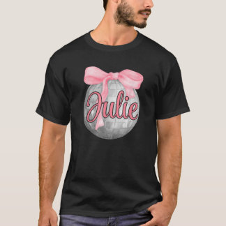 T-shirt Nom personnalisé Julie Coquette Bow Pink Disco Ba
