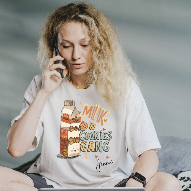 T-shirt Nom personnalisé Lait et cookies Gang Christmas AI (Créateur téléchargé)