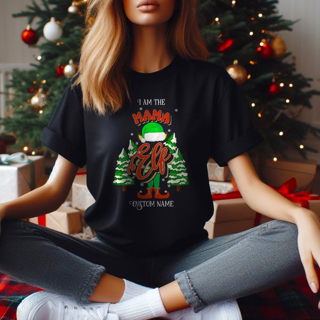 T-shirt Nom personnalisé Mama elf personnalisé (Créateur téléchargé)