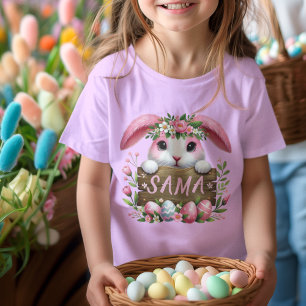 T-Shirt Nom personnalisé mignon lapin de Pâques enfants