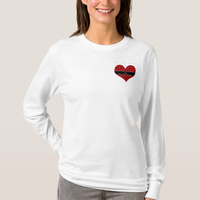 T-shirt Nom personnalisé motif léopard rouge (Devant)