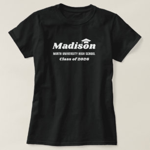 T-shirt Nom personnalisé Noir Promotion 2023 Diplômé