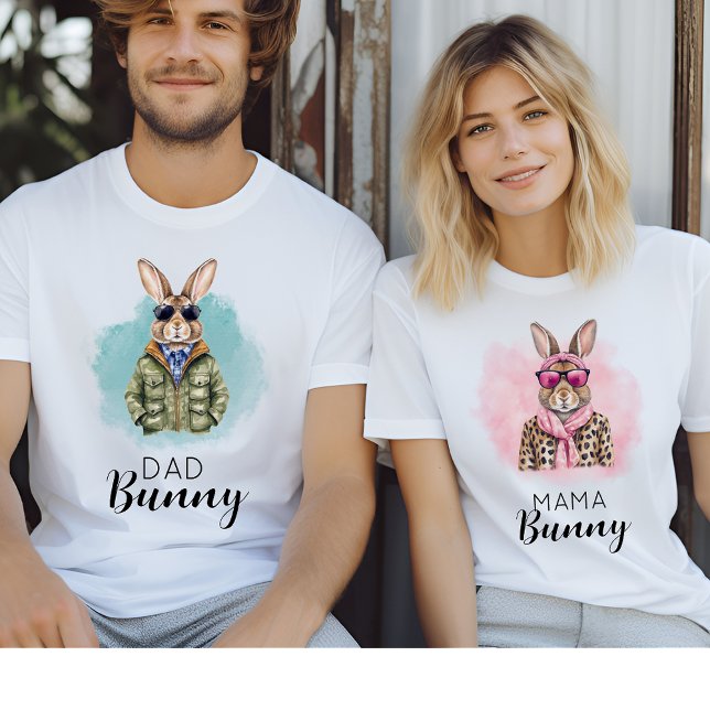 T-shirt Nom personnalisé Papa Bunny Matching Famille Group (Créateur téléchargé)