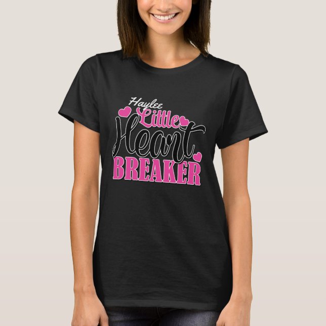 T-shirt Nom personnalisé Pink Little Heart Breaker (Devant)