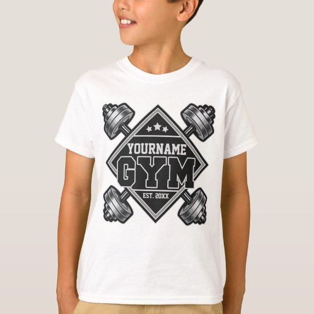 T-shirt Nom personnalisé Poids Accueil Crossfit Gym (Devant)