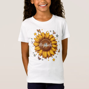 T-Shirt Nom personnalisé pour fille rétro cadeau tournesol