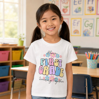 T-Shirt Nom personnalisé Première année Apprendre ensemble