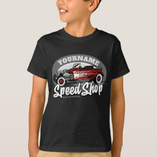 T-shirt Nom personnalisé Red Hot Rod Roadster Speed Shop G